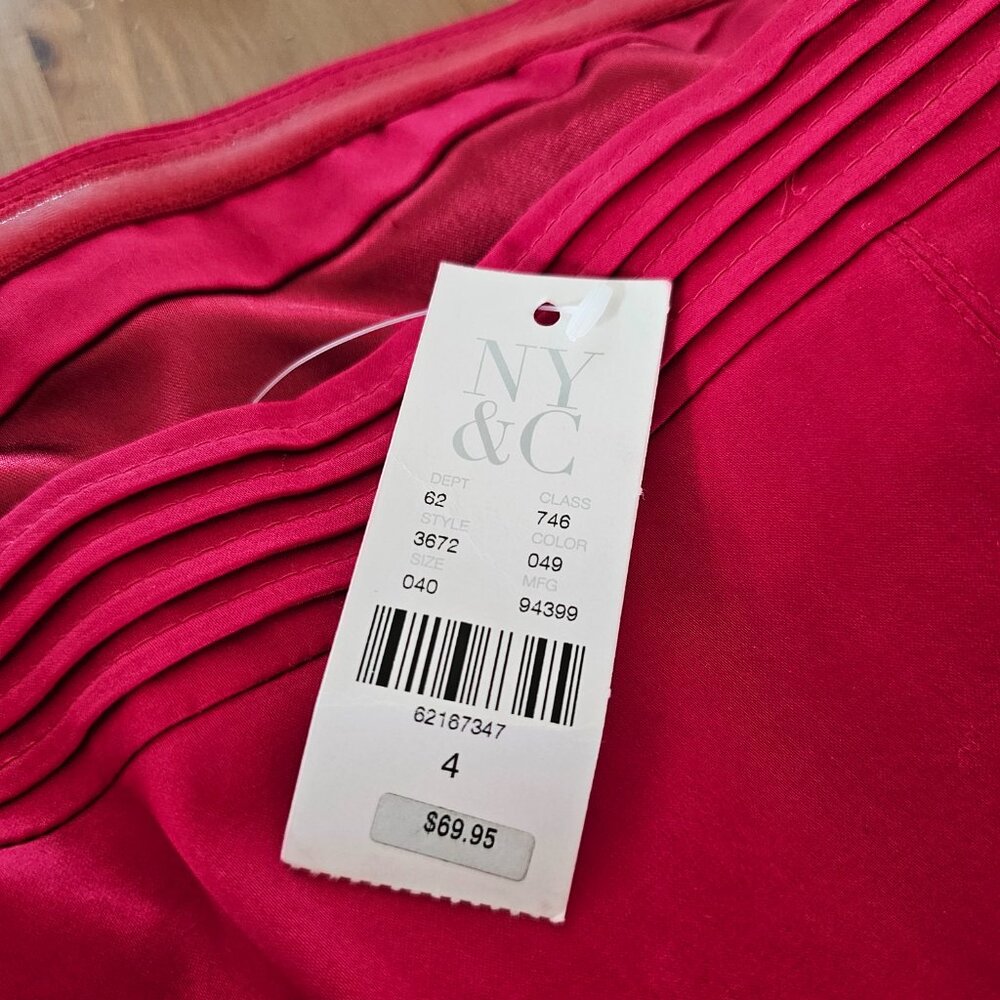 NY&C - Strapless Full Skirt Knee Length Cotton Dress - Pomegranate Red Size 4 - Picture 10 of 11